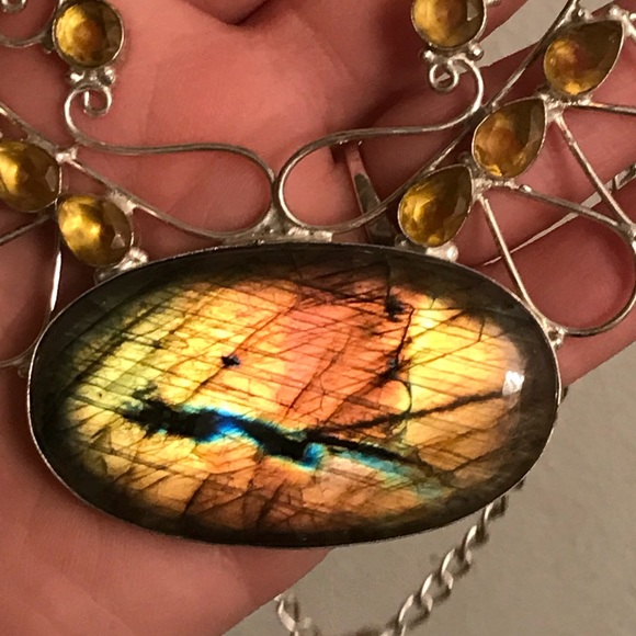 Labradorite & citrine sterling silver statement - Picture 2 of 2